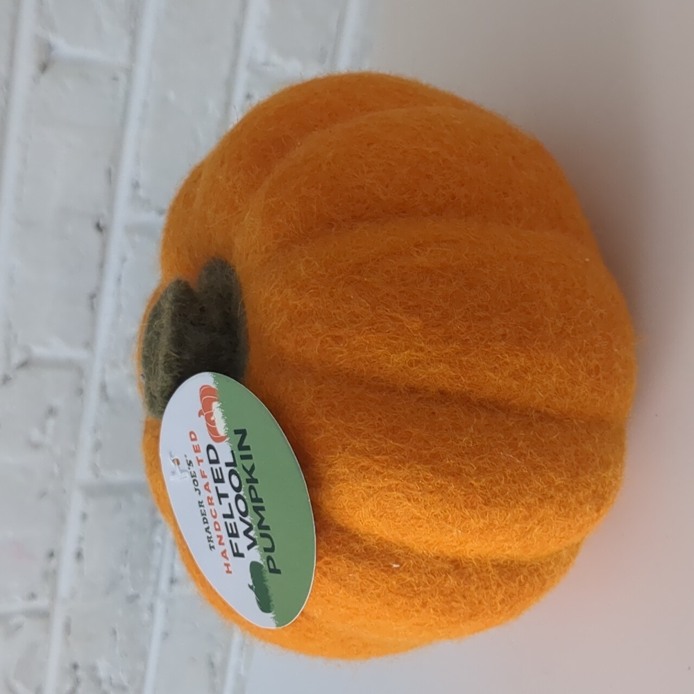 NWT Trader Joe's Handcrafted Felted Wool Pumpkin